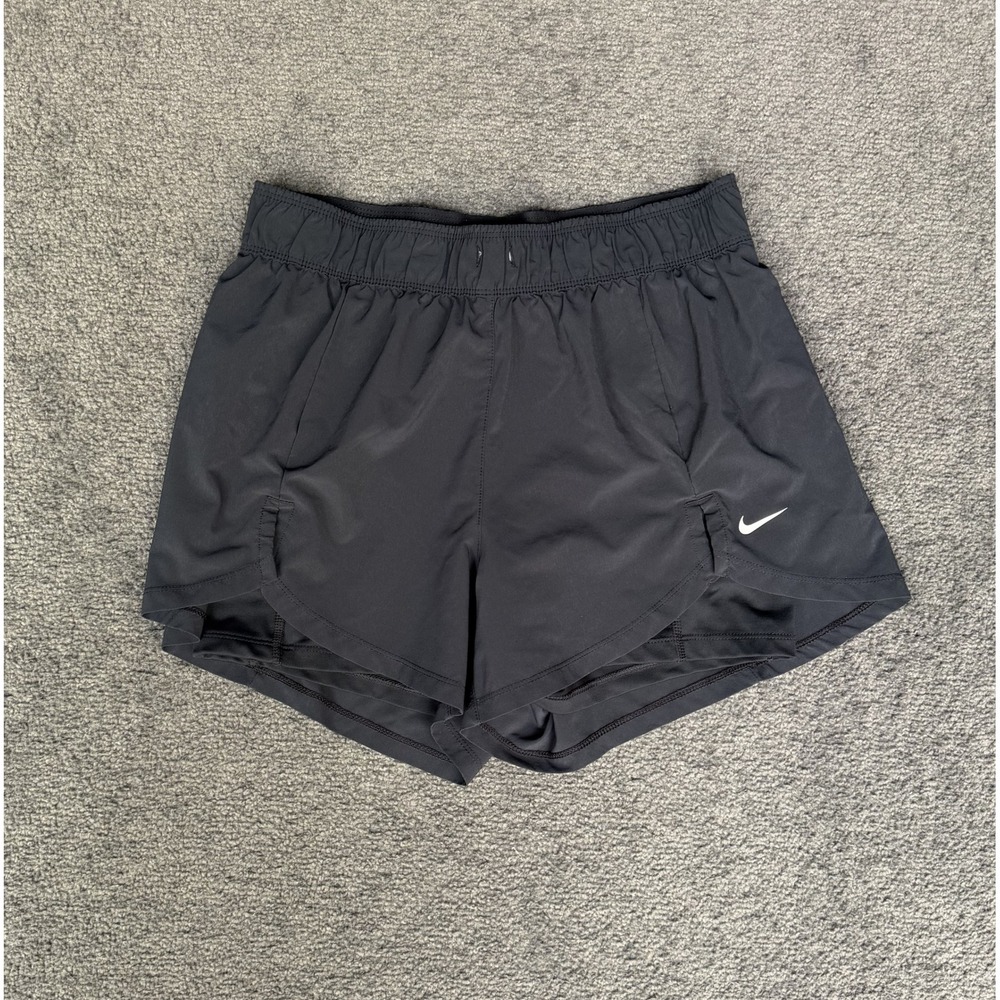 Nike Womens 2-in-1 Running Shorts Black Just Do It Waistband Size Medium
